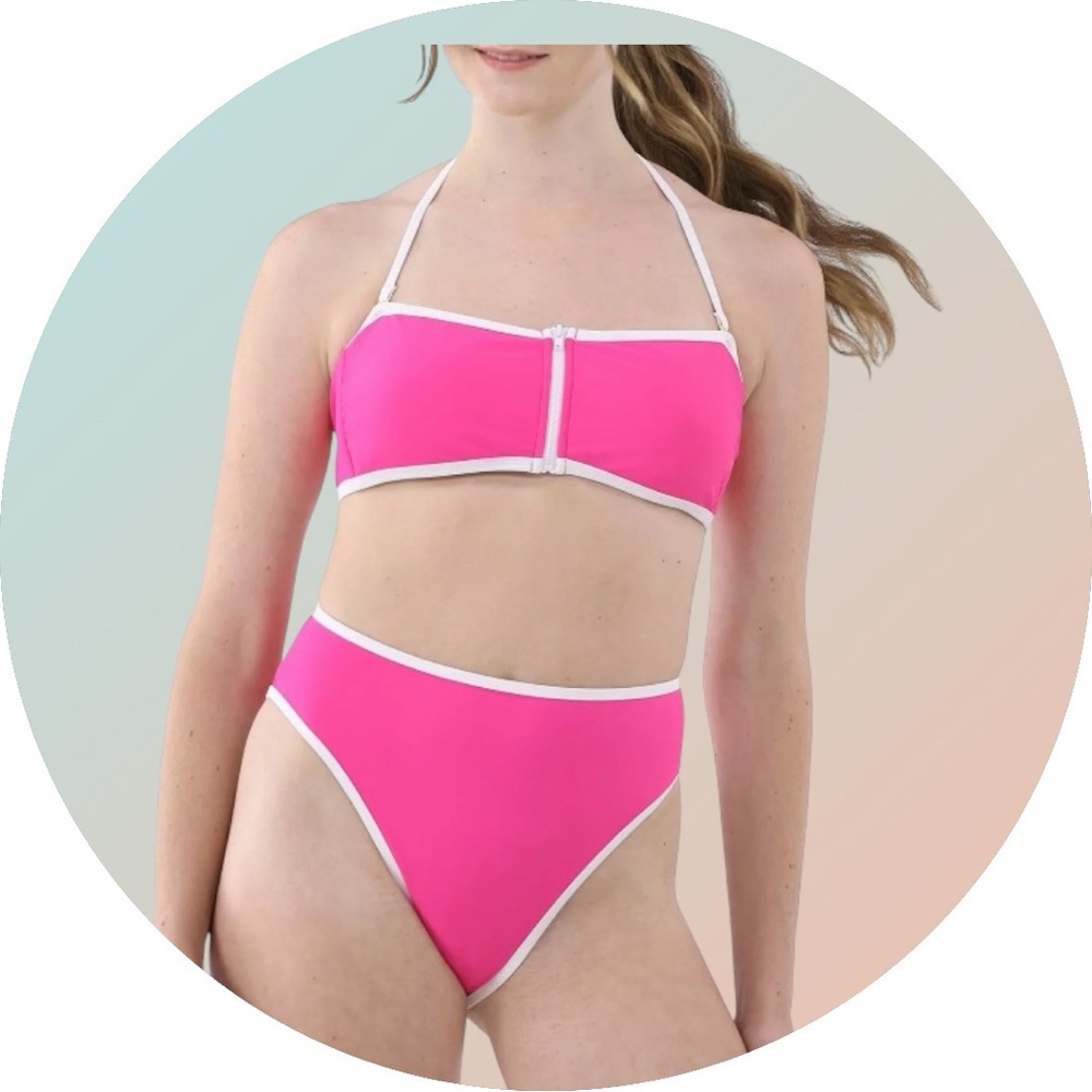No Boundaries 2-Pieces Swimsuit Bandeau Bikini Top & Cheeky Bottom Size XS (0-2)